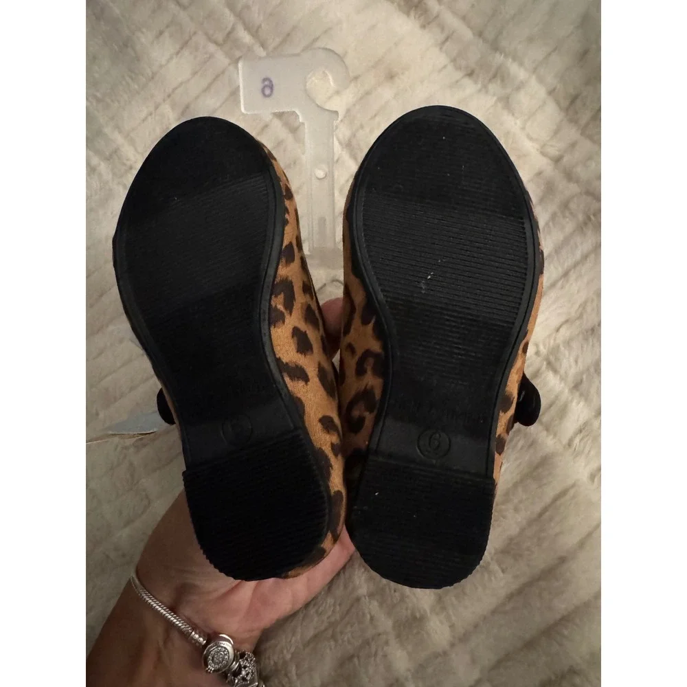 Cat & Jack Toddler Girls Addy Leopard Print Mary Jane Flats Tan Size 6 NWT